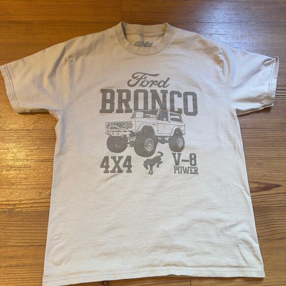 Tee Luv cream neutral Ford Bronco short sleeve shirt SIZE M - Picture 2 of 5